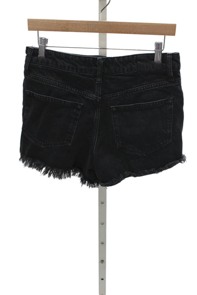 Paige Unisex Black 90s Solid Button Front Shorts Size 26