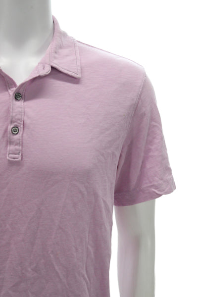 Robert Barakett Mens Point Collar Polo Pink Cotton Short Sleeve Size M