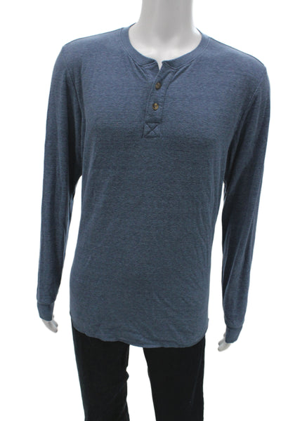 Marine Layer Mens Cotton Long Sleeve Crew Neck Blue T Shirt Size L