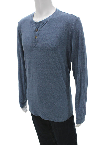 Marine Layer Mens Cotton Long Sleeve Crew Neck Blue T Shirt Size L
