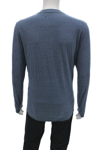 Marine Layer Mens Cotton Long Sleeve Crew Neck Blue T Shirt Size L