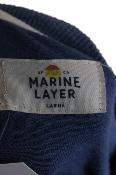 Marine Layer Mens Cotton Long Sleeve Crew Neck Blue T Shirt Size L