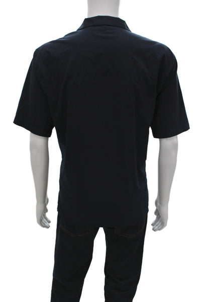 Lululemon Mens Dark Blue Cotton Short Sleeve Collared Button-Up Shirt Size M