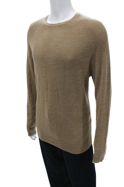 Patrick Assaraf Mens Pullover Sweater Merino Wool Crewneck Beige Size M
