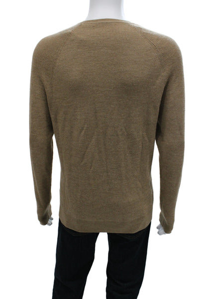 Patrick Assaraf Mens Pullover Sweater Merino Wool Crewneck Beige Size M