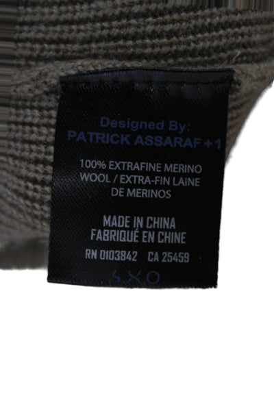 Patrick Assaraf Mens Pullover Sweater Merino Wool Crewneck Beige Size M