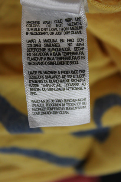 Mother Womens Basic Sleeveless Tank Yellow Graphic Crew Neck Cotton Size S
