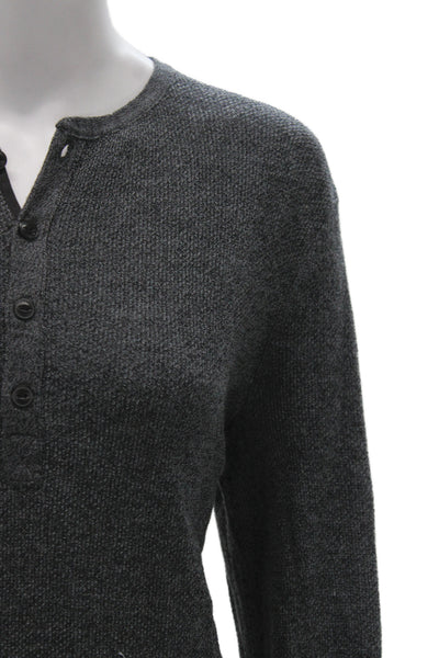 Rag & Bone Womens Henley Merino Wool Pullover Dark Gray Size L