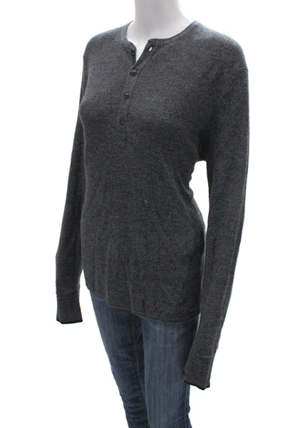 Rag & Bone Womens Henley Merino Wool Pullover Dark Gray Size L