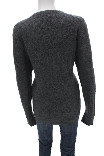 Rag & Bone Womens Henley Merino Wool Pullover Dark Gray Size L