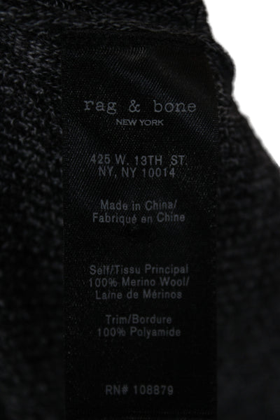 Rag & Bone Womens Henley Merino Wool Pullover Dark Gray Size L
