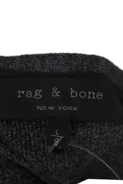 Rag & Bone Womens Henley Merino Wool Pullover Dark Gray Size L