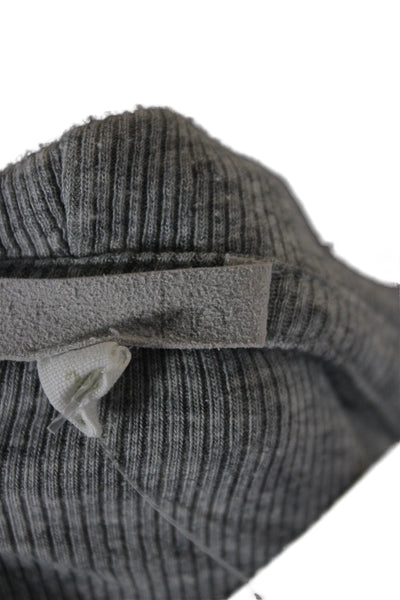 Skin Women Pullover Hoodies Gray V-Neck Drawstring Long Sleeve Size 2