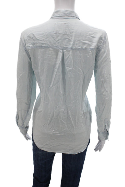 Rails Womens Light Blue Collared Basic Button-Up Top Long Sleeve Tencel Size S