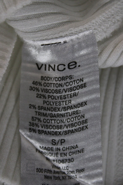 Vince Women Basic White Sleeveless Square Neck Tank Petite Size S