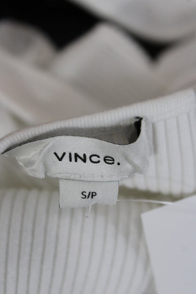 Vince Women Basic White Sleeveless Square Neck Tank Petite Size S