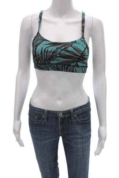 Lululemon Women Activewear Bra Blue Abstract Round Neck Sleeveless Size 4