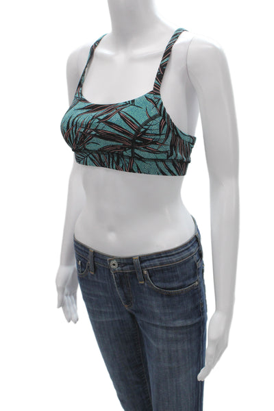 Lululemon Women Activewear Bra Blue Abstract Round Neck Sleeveless Size 4