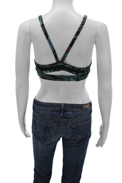 Lululemon Women Activewear Bra Blue Abstract Round Neck Sleeveless Size 4