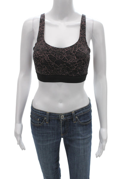 Lululemon Womens Activewear Bra Black Floral Sleeveless Size M