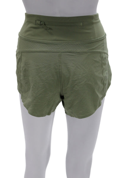Athleta Unisex Army Green Athletic Zip Shorts Poly Spandex Size S