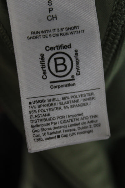 Athleta Unisex Army Green Athletic Zip Shorts Poly Spandex Size S