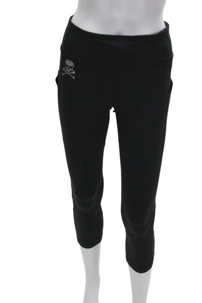 Lululemon Women Cropped Capri Biker Graphic Black Polyester Leggings Size 6