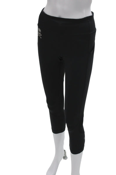 Lululemon Women Cropped Capri Biker Graphic Black Polyester Leggings Size 6