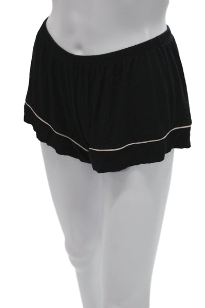 Eberjey Womens Collared Short Sleeve Solid Pajama Set Top Black Size S