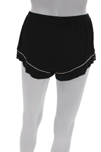 Eberjey Womens Collared Short Sleeve Solid Pajama Set Top Black Size S