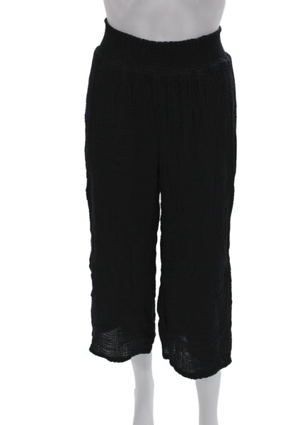 Michael Stars Women Collared Short Sleeve Black Cotton Jumpsuit Size S