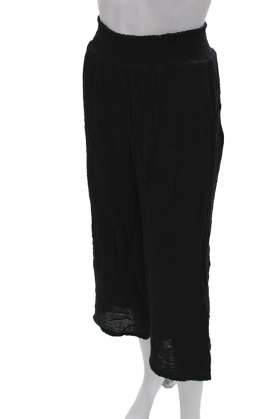 Michael Stars Women Collared Short Sleeve Black Cotton Jumpsuit Size S