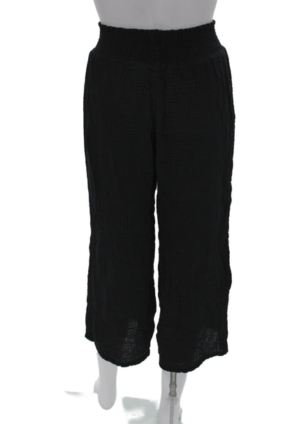 Michael Stars Women Collared Short Sleeve Black Cotton Jumpsuit Size S