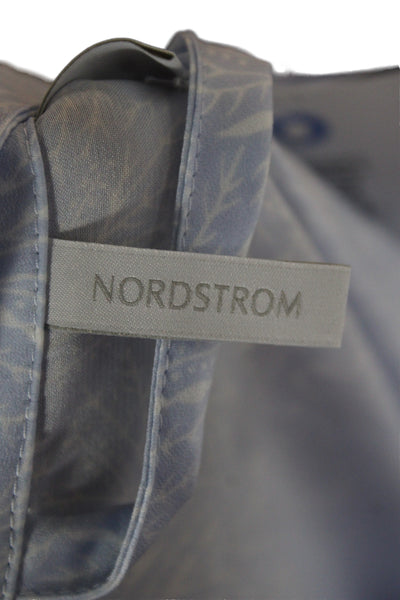 Nordstrom Women Blue Abstract V-Neck Short Robe Dress Long Sleeve Size S