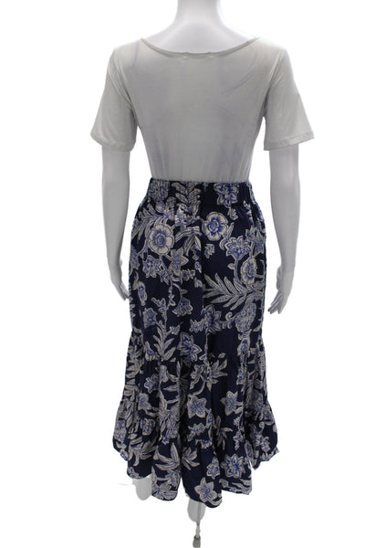 Cara Cara Womens Dark Blue Floral Cotton Maxi Peasant Skirt Size XS
