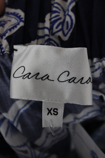 Cara Cara Womens Dark Blue Floral Cotton Maxi Peasant Skirt Size XS
