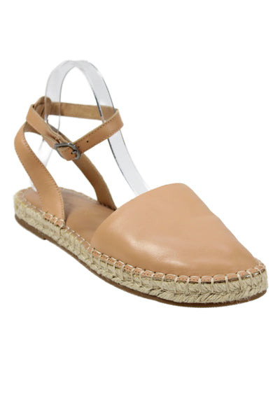 Splendid WOmens Leather Ankle Strap Espadrille Flats Beige Size 8.5M