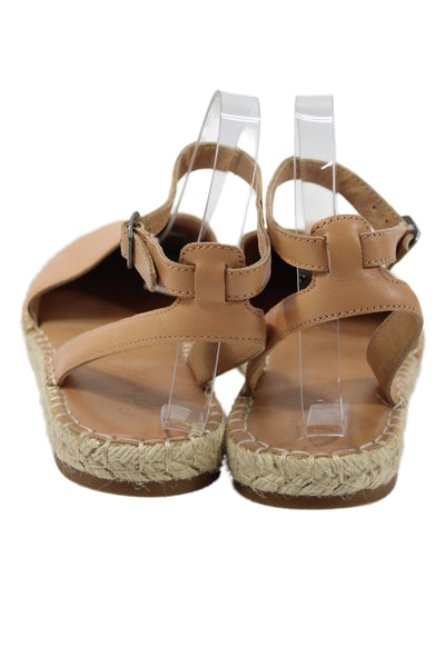 Splendid WOmens Leather Ankle Strap Espadrille Flats Beige Size 8.5M