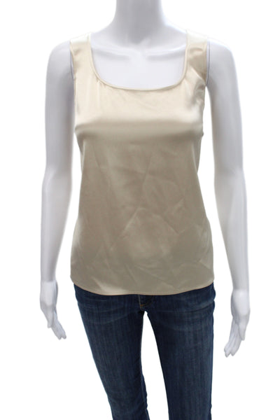 St. John Women Basic Sleeveless Tank Beige Square Neck Size S