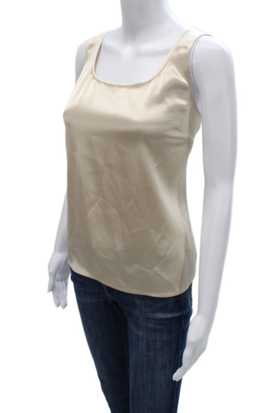 St. John Women Basic Sleeveless Tank Beige Square Neck Size S