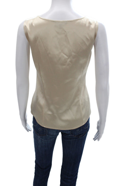 St. John Women Basic Sleeveless Tank Beige Square Neck Size S