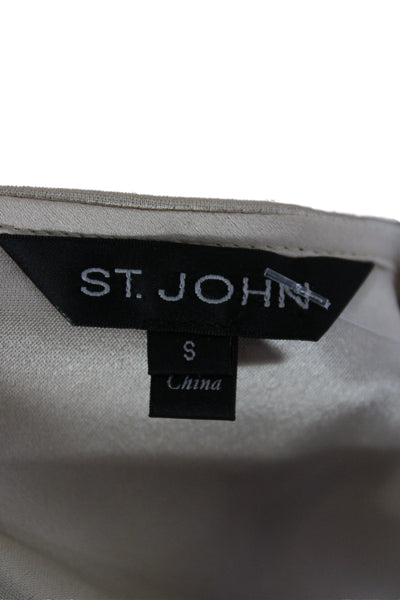 St. John Women Basic Sleeveless Tank Beige Square Neck Size S
