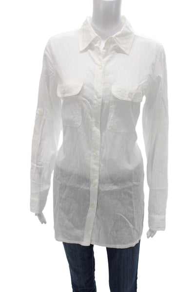 Lauren Ralph Lauren Women Collared Long Sleeve Cotton Button-Up White Size 8