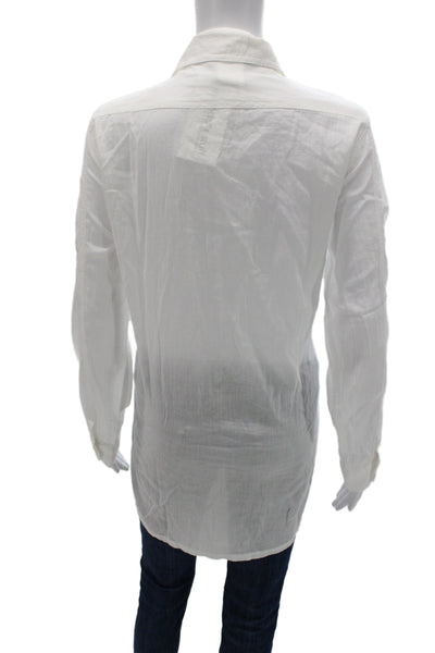 Lauren Ralph Lauren Women Collared Long Sleeve Cotton Button-Up White Size 8