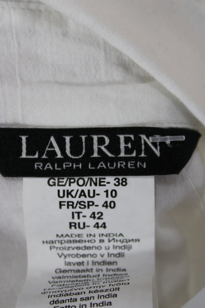 Lauren Ralph Lauren Women Collared Long Sleeve Cotton Button-Up White Size 8