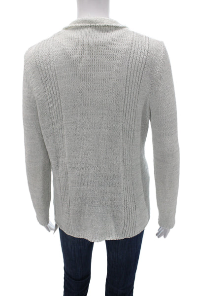 Amina Rubinacci Unisex Cardigan Gray Cotton Long Sleeve Designer Size 44