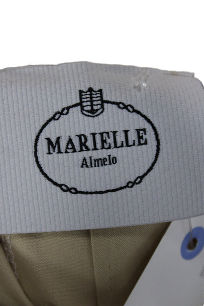 Marielle Amelo Women Beige Shirt Dress Collared Button 3/4 Sleeve Cotton Size M