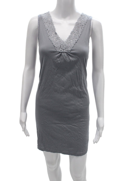 Hanro Womens Night Dress Gray V Neck Sleeveless Short Solid Size XS