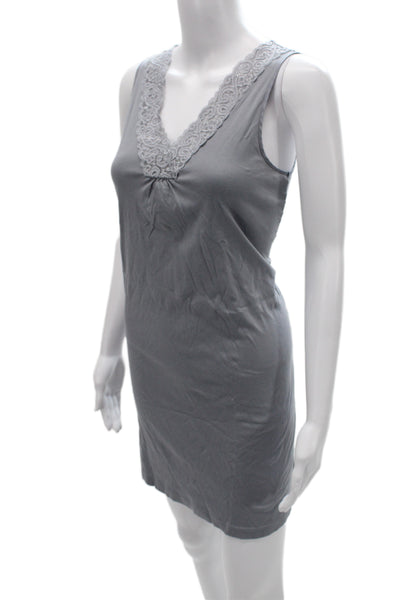 Hanro Womens Night Dress Gray V Neck Sleeveless Short Solid Size XS