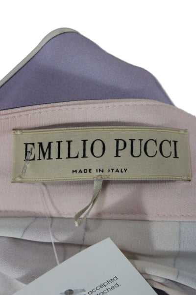Emilio Pucci Women Sleeveless Silk Geometric Shift Mini Dress Pink Size S